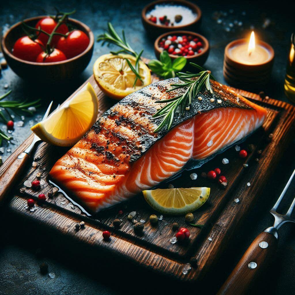grill salmon with rosemary